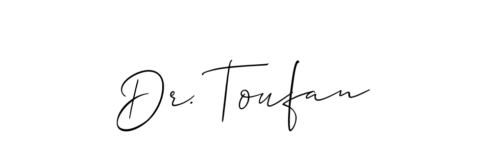 Make a beautiful signature design for name Dr. Toufan. With this signature (Allison_Script) style, you can create a handwritten signature for free. Dr. Toufan signature style 2 images and pictures png