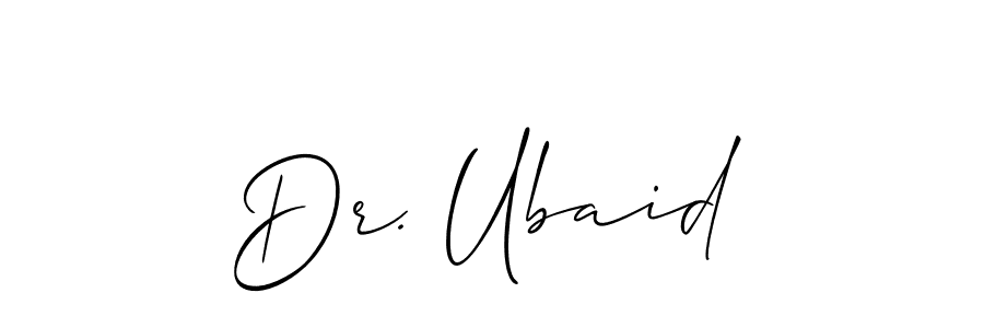 Similarly Allison_Script is the best handwritten signature design. Signature creator online .You can use it as an online autograph creator for name Dr. Ubaid. Dr. Ubaid signature style 2 images and pictures png