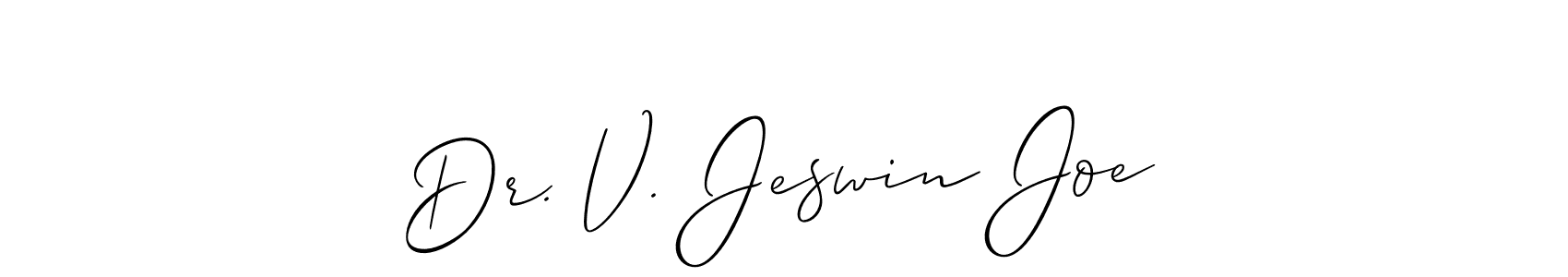 Also You can easily find your signature by using the search form. We will create Dr. V. Jeswin Joe name handwritten signature images for you free of cost using Allison_Script sign style. Dr. V. Jeswin Joe signature style 2 images and pictures png