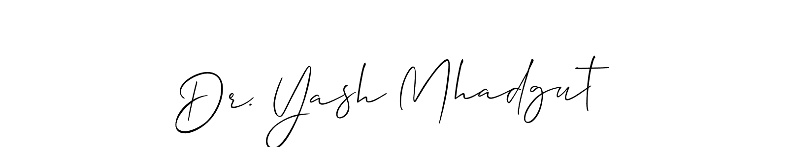 This is the best signature style for the Dr. Yash Mhadgut name. Also you like these signature font (Allison_Script). Mix name signature. Dr. Yash Mhadgut signature style 2 images and pictures png