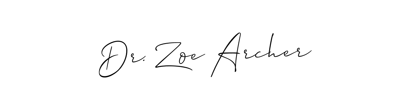 Also You can easily find your signature by using the search form. We will create Dr. Zoe Archer name handwritten signature images for you free of cost using Allison_Script sign style. Dr. Zoe Archer signature style 2 images and pictures png