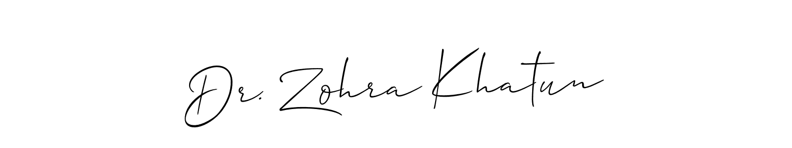 You should practise on your own different ways (Allison_Script) to write your name (Dr. Zohra Khatun) in signature. don't let someone else do it for you. Dr. Zohra Khatun signature style 2 images and pictures png