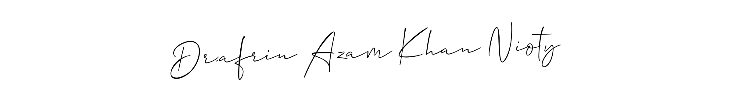 Similarly Allison_Script is the best handwritten signature design. Signature creator online .You can use it as an online autograph creator for name Dr.afrin Azam Khan Nioty. Dr.afrin Azam Khan Nioty signature style 2 images and pictures png