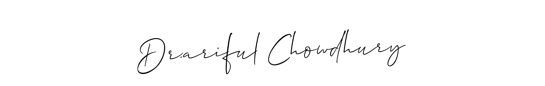 The best way (Allison_Script) to make a short signature is to pick only two or three words in your name. The name Dr.ariful Chowdhury include a total of six letters. For converting this name. Dr.ariful Chowdhury signature style 2 images and pictures png