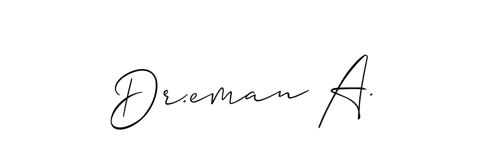 if you are searching for the best signature style for your name Dr.eman A.. so please give up your signature search. here we have designed multiple signature styles  using Allison_Script. Dr.eman A. signature style 2 images and pictures png