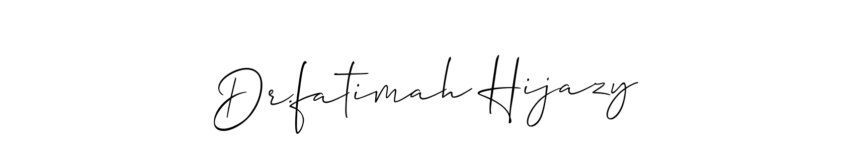 The best way (Allison_Script) to make a short signature is to pick only two or three words in your name. The name Dr.fatimah Hijazy include a total of six letters. For converting this name. Dr.fatimah Hijazy signature style 2 images and pictures png