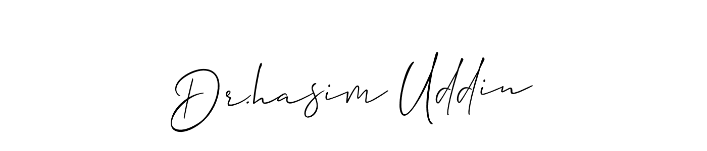 if you are searching for the best signature style for your name Dr.hasim Uddin. so please give up your signature search. here we have designed multiple signature styles  using Allison_Script. Dr.hasim Uddin signature style 2 images and pictures png