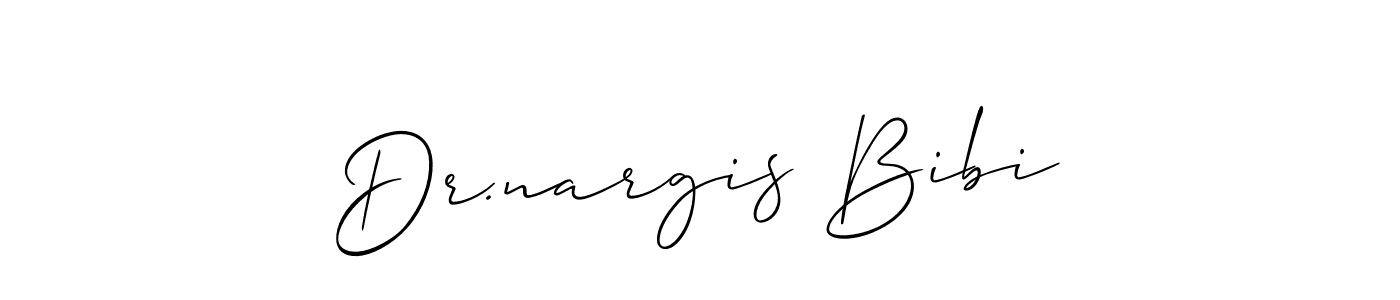 How to make Dr.nargis Bibi name signature. Use Allison_Script style for creating short signs online. This is the latest handwritten sign. Dr.nargis Bibi signature style 2 images and pictures png