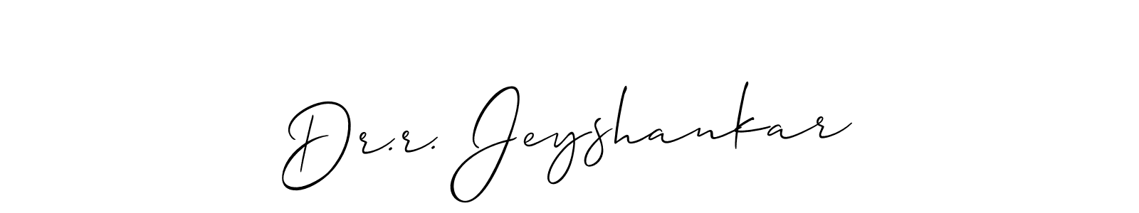 The best way (Allison_Script) to make a short signature is to pick only two or three words in your name. The name Dr.r. Jeyshankar include a total of six letters. For converting this name. Dr.r. Jeyshankar signature style 2 images and pictures png