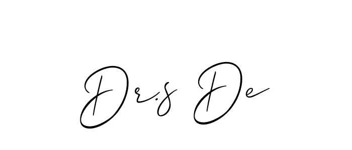 It looks lik you need a new signature style for name Dr.s De. Design unique handwritten (Allison_Script) signature with our free signature maker in just a few clicks. Dr.s De signature style 2 images and pictures png