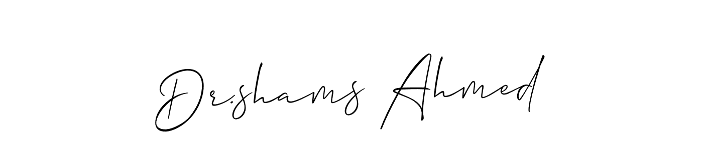 Make a beautiful signature design for name Dr.shams Ahmed. With this signature (Allison_Script) style, you can create a handwritten signature for free. Dr.shams Ahmed signature style 2 images and pictures png