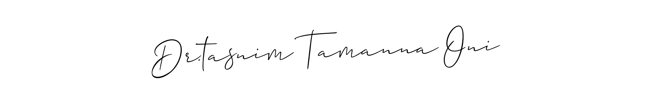 if you are searching for the best signature style for your name Dr.tasnim Tamanna Oni. so please give up your signature search. here we have designed multiple signature styles  using Allison_Script. Dr.tasnim Tamanna Oni signature style 2 images and pictures png