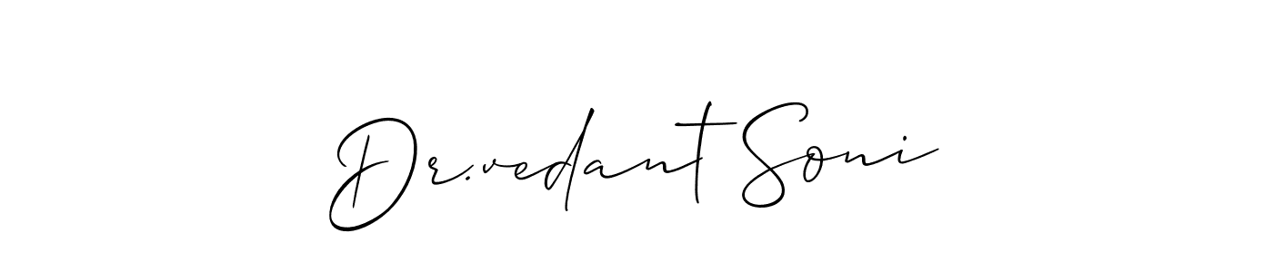 if you are searching for the best signature style for your name Dr.vedant Soni. so please give up your signature search. here we have designed multiple signature styles  using Allison_Script. Dr.vedant Soni signature style 2 images and pictures png