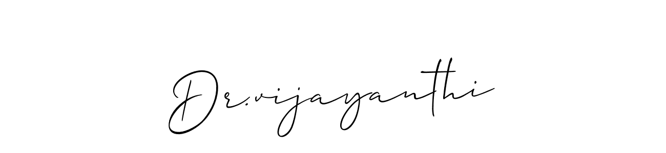How to make Dr.vijayanthi name signature. Use Allison_Script style for creating short signs online. This is the latest handwritten sign. Dr.vijayanthi signature style 2 images and pictures png