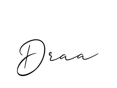 Use a signature maker to create a handwritten signature online. With this signature software, you can design (Allison_Script) your own signature for name Draa. Draa signature style 2 images and pictures png