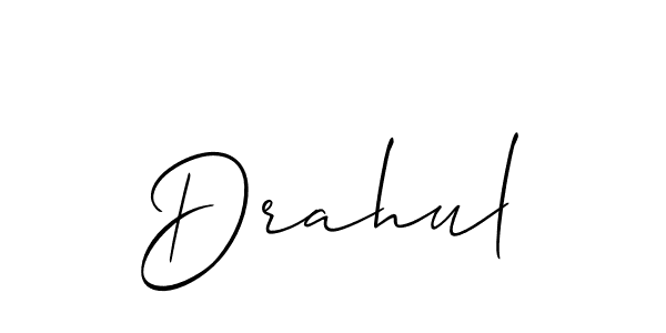Also You can easily find your signature by using the search form. We will create Drahul name handwritten signature images for you free of cost using Allison_Script sign style. Drahul signature style 2 images and pictures png