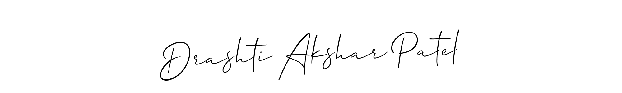 Make a beautiful signature design for name Drashti Akshar Patel. With this signature (Allison_Script) style, you can create a handwritten signature for free. Drashti Akshar Patel signature style 2 images and pictures png