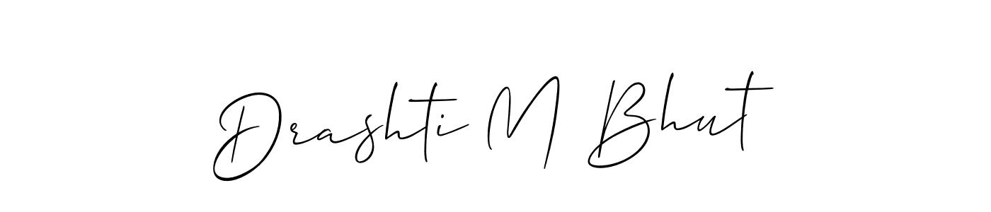 How to make Drashti M Bhut name signature. Use Allison_Script style for creating short signs online. This is the latest handwritten sign. Drashti M Bhut signature style 2 images and pictures png