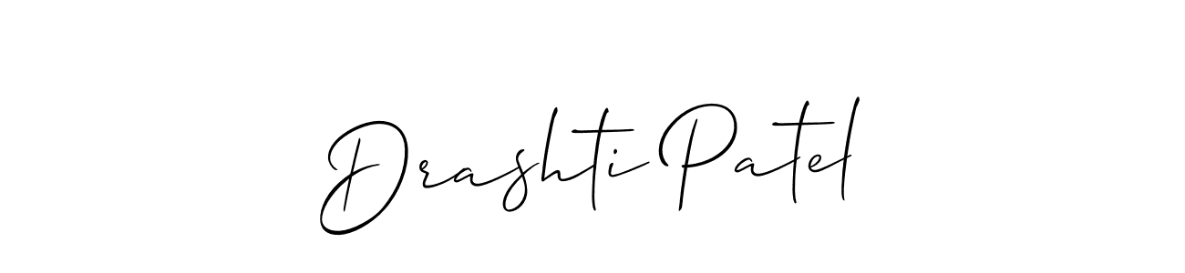 You should practise on your own different ways (Allison_Script) to write your name (Drashti Patel) in signature. don't let someone else do it for you. Drashti Patel signature style 2 images and pictures png