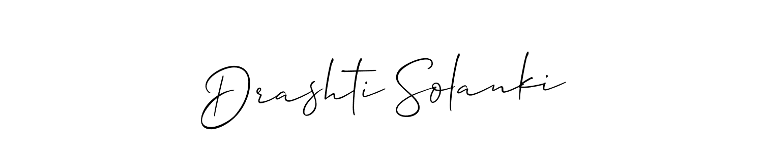 Use a signature maker to create a handwritten signature online. With this signature software, you can design (Allison_Script) your own signature for name Drashti Solanki. Drashti Solanki signature style 2 images and pictures png