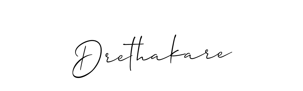 Design your own signature with our free online signature maker. With this signature software, you can create a handwritten (Allison_Script) signature for name Drethakare. Drethakare signature style 2 images and pictures png