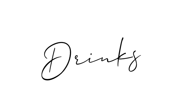 Make a beautiful signature design for name Drinks. With this signature (Allison_Script) style, you can create a handwritten signature for free. Drinks signature style 2 images and pictures png