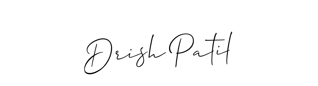 if you are searching for the best signature style for your name Drish Patil. so please give up your signature search. here we have designed multiple signature styles  using Allison_Script. Drish Patil signature style 2 images and pictures png