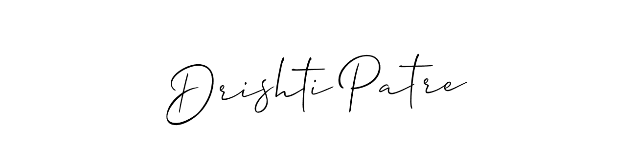 Also You can easily find your signature by using the search form. We will create Drishti Patre name handwritten signature images for you free of cost using Allison_Script sign style. Drishti Patre signature style 2 images and pictures png