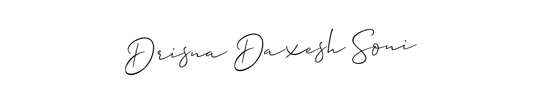 How to make Drisna Daxesh Soni name signature. Use Allison_Script style for creating short signs online. This is the latest handwritten sign. Drisna Daxesh Soni signature style 2 images and pictures png