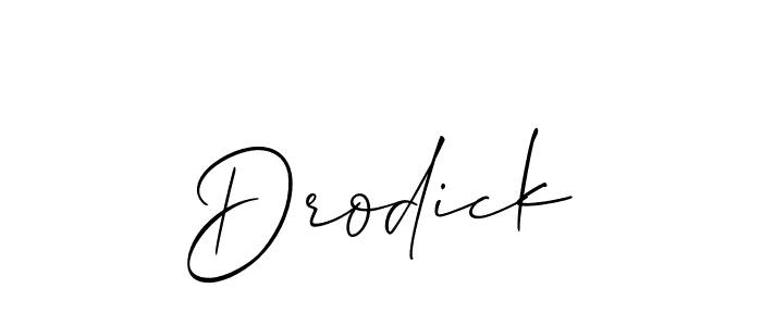 How to make Drodick signature? Allison_Script is a professional autograph style. Create handwritten signature for Drodick name. Drodick signature style 2 images and pictures png