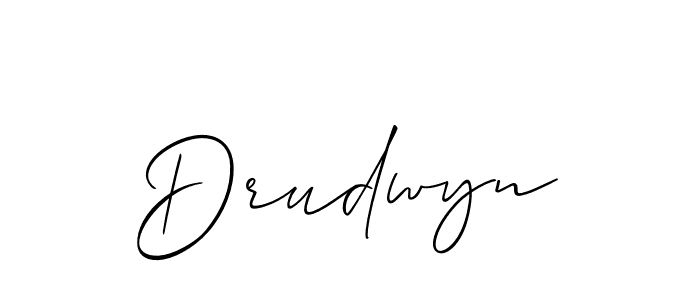 The best way (Allison_Script) to make a short signature is to pick only two or three words in your name. The name Drudwyn include a total of six letters. For converting this name. Drudwyn signature style 2 images and pictures png