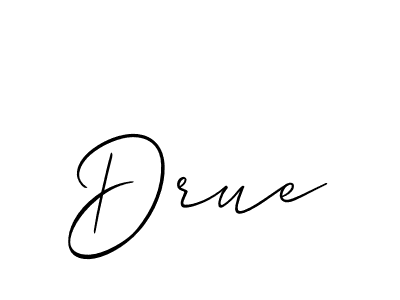 How to make Drue name signature. Use Allison_Script style for creating short signs online. This is the latest handwritten sign. Drue signature style 2 images and pictures png