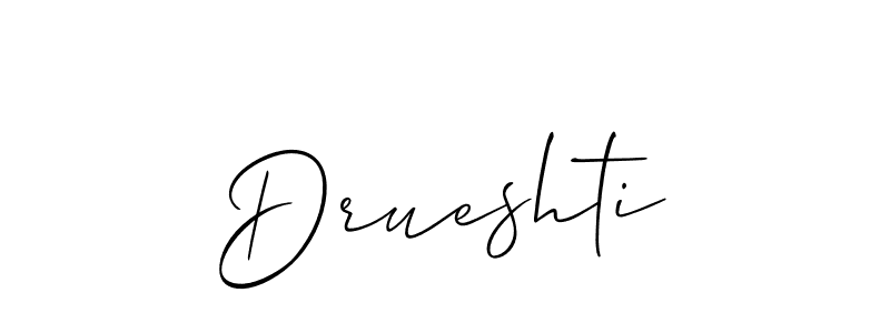 You can use this online signature creator to create a handwritten signature for the name Drueshti. This is the best online autograph maker. Drueshti signature style 2 images and pictures png