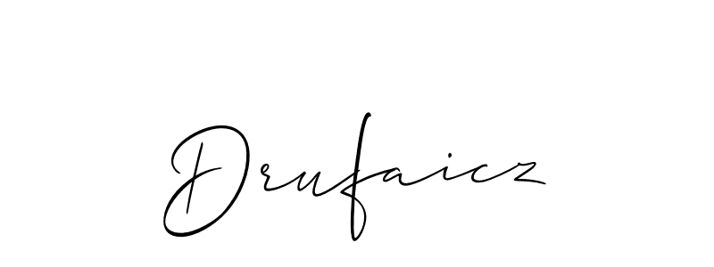 The best way (Allison_Script) to make a short signature is to pick only two or three words in your name. The name Drufaicz include a total of six letters. For converting this name. Drufaicz signature style 2 images and pictures png