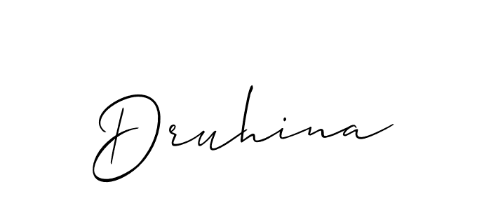 Use a signature maker to create a handwritten signature online. With this signature software, you can design (Allison_Script) your own signature for name Druhina. Druhina signature style 2 images and pictures png