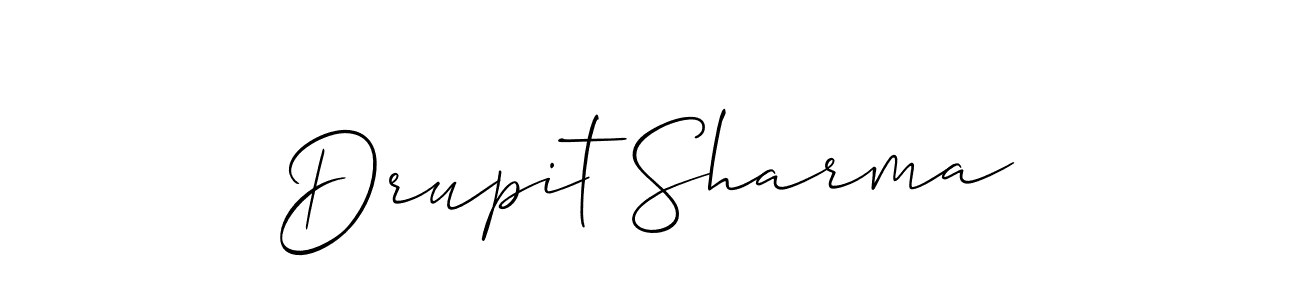 The best way (Allison_Script) to make a short signature is to pick only two or three words in your name. The name Drupit Sharma include a total of six letters. For converting this name. Drupit Sharma signature style 2 images and pictures png