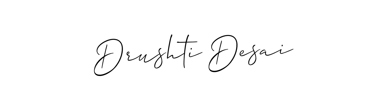 How to make Drushti Desai name signature. Use Allison_Script style for creating short signs online. This is the latest handwritten sign. Drushti Desai signature style 2 images and pictures png