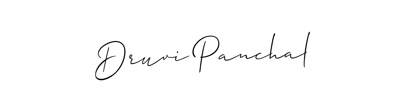 Create a beautiful signature design for name Druvi Panchal. With this signature (Allison_Script) fonts, you can make a handwritten signature for free. Druvi Panchal signature style 2 images and pictures png