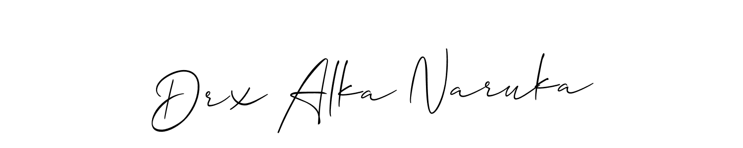 Also You can easily find your signature by using the search form. We will create Drx Alka Naruka name handwritten signature images for you free of cost using Allison_Script sign style. Drx Alka Naruka signature style 2 images and pictures png