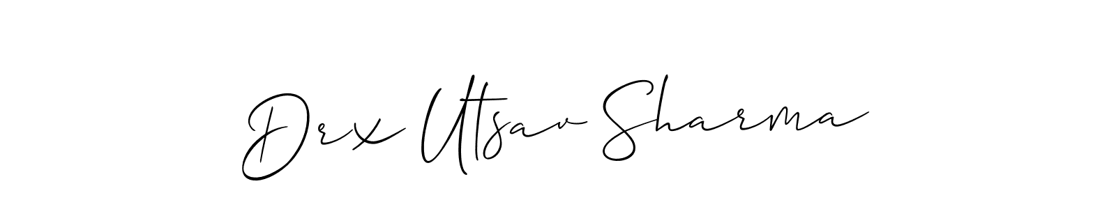 Create a beautiful signature design for name Drx Utsav Sharma. With this signature (Allison_Script) fonts, you can make a handwritten signature for free. Drx Utsav Sharma signature style 2 images and pictures png