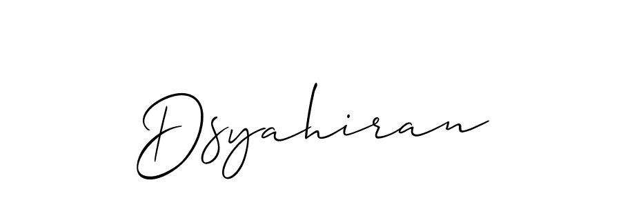Also You can easily find your signature by using the search form. We will create Dsyahiran name handwritten signature images for you free of cost using Allison_Script sign style. Dsyahiran signature style 2 images and pictures png