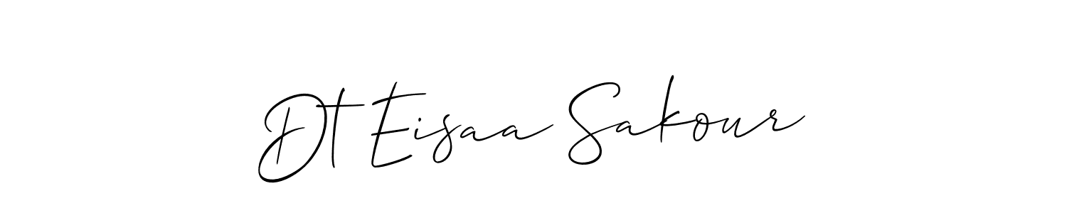 Allison_Script is a professional signature style that is perfect for those who want to add a touch of class to their signature. It is also a great choice for those who want to make their signature more unique. Get Dt Eisaa Sakour name to fancy signature for free. Dt Eisaa Sakour signature style 2 images and pictures png