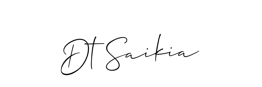 Similarly Allison_Script is the best handwritten signature design. Signature creator online .You can use it as an online autograph creator for name Dt Saikia. Dt Saikia signature style 2 images and pictures png