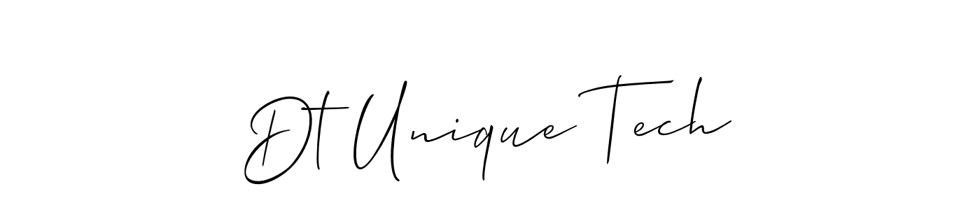 Create a beautiful signature design for name Dt Unique Tech. With this signature (Allison_Script) fonts, you can make a handwritten signature for free. Dt Unique Tech signature style 2 images and pictures png