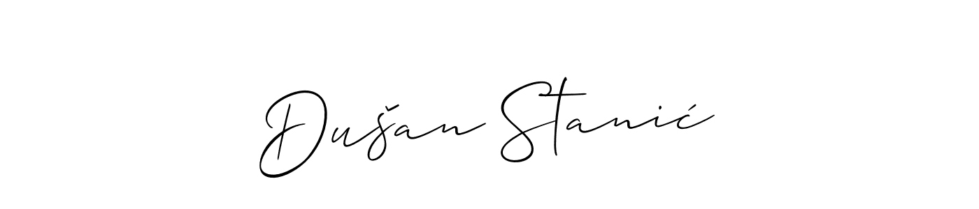 Dušan Stanić stylish signature style. Best Handwritten Sign (Allison_Script) for my name. Handwritten Signature Collection Ideas for my name Dušan Stanić. Dušan Stanić signature style 2 images and pictures png