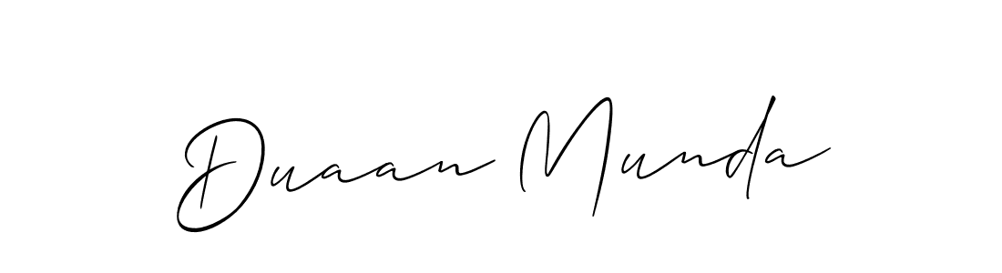 Allison_Script is a professional signature style that is perfect for those who want to add a touch of class to their signature. It is also a great choice for those who want to make their signature more unique. Get Duaan Munda name to fancy signature for free. Duaan Munda signature style 2 images and pictures png