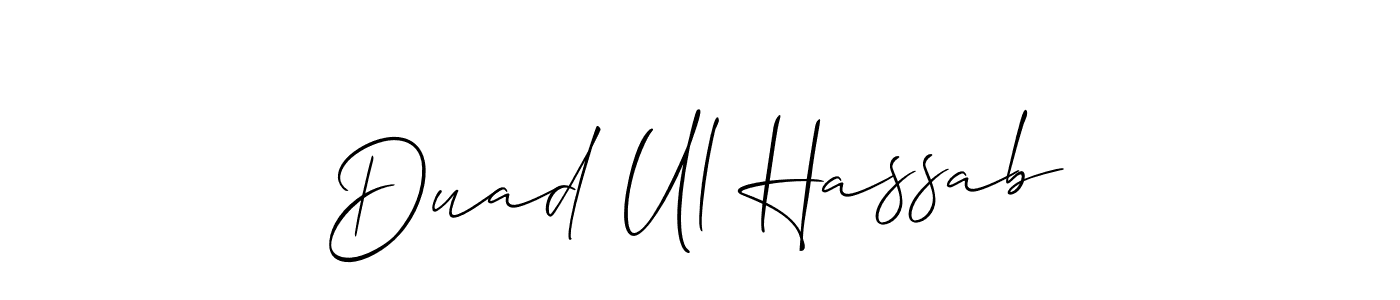 Allison_Script is a professional signature style that is perfect for those who want to add a touch of class to their signature. It is also a great choice for those who want to make their signature more unique. Get Duad Ul Hassab name to fancy signature for free. Duad Ul Hassab signature style 2 images and pictures png