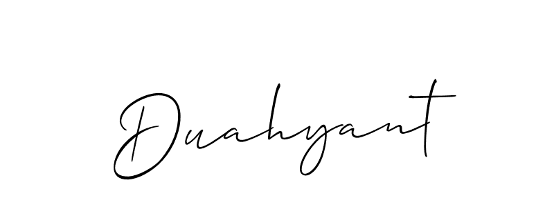 How to make Duahyant signature? Allison_Script is a professional autograph style. Create handwritten signature for Duahyant name. Duahyant signature style 2 images and pictures png