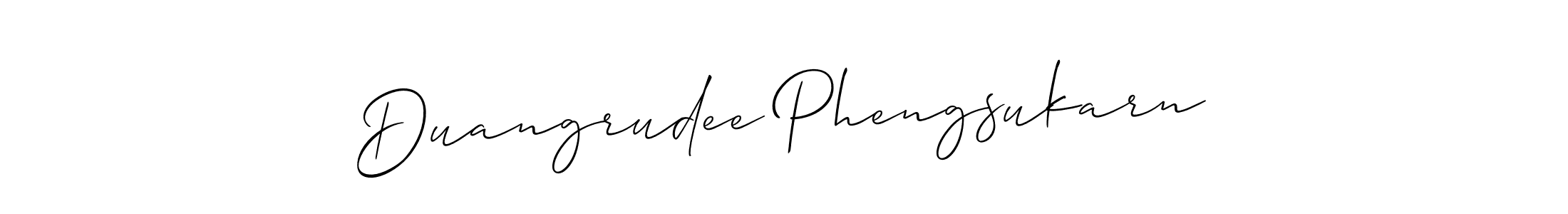 if you are searching for the best signature style for your name Duangrudee Phengsukarn. so please give up your signature search. here we have designed multiple signature styles  using Allison_Script. Duangrudee Phengsukarn signature style 2 images and pictures png