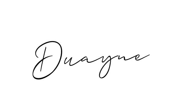 Make a beautiful signature design for name Duayne. With this signature (Allison_Script) style, you can create a handwritten signature for free. Duayne signature style 2 images and pictures png